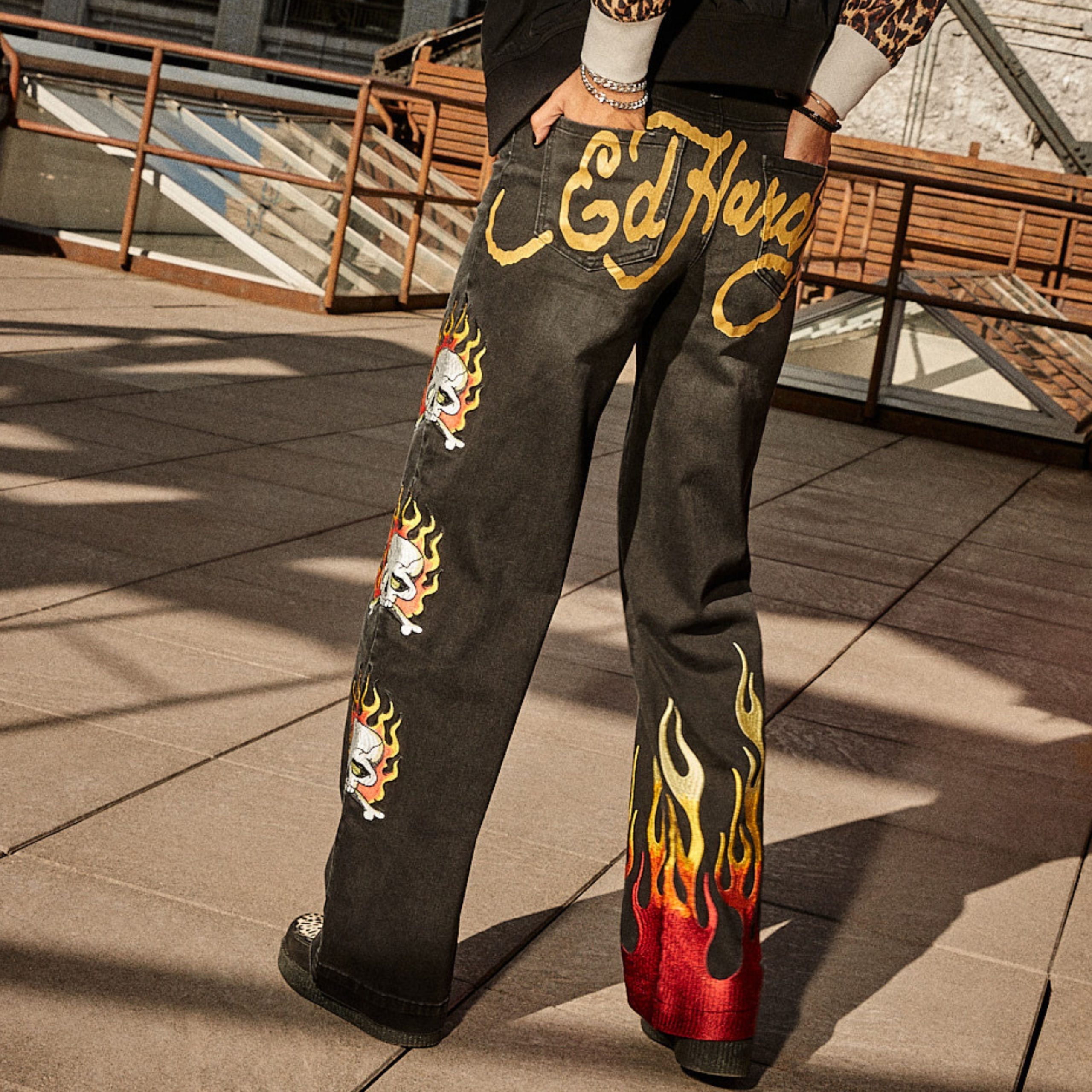 Limited Edition Fire Skull Wide Leg Jean - Image 2