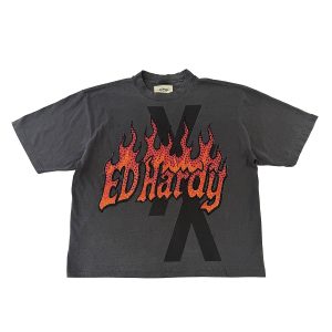 Flames Shadow Rhinestone Boxy Tee