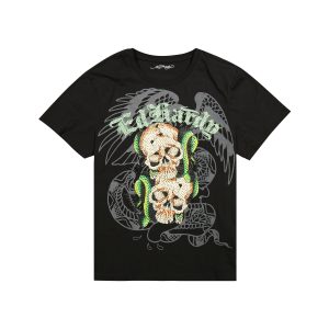 Skull Snakes Mens Rhinestone SS Tee