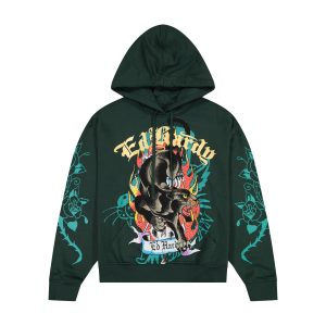 Fire Panther Rhinestone Boxy Fleece Hoodie