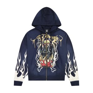 Fire Lord Boxy Zip Hoodie - Sunfade Navy