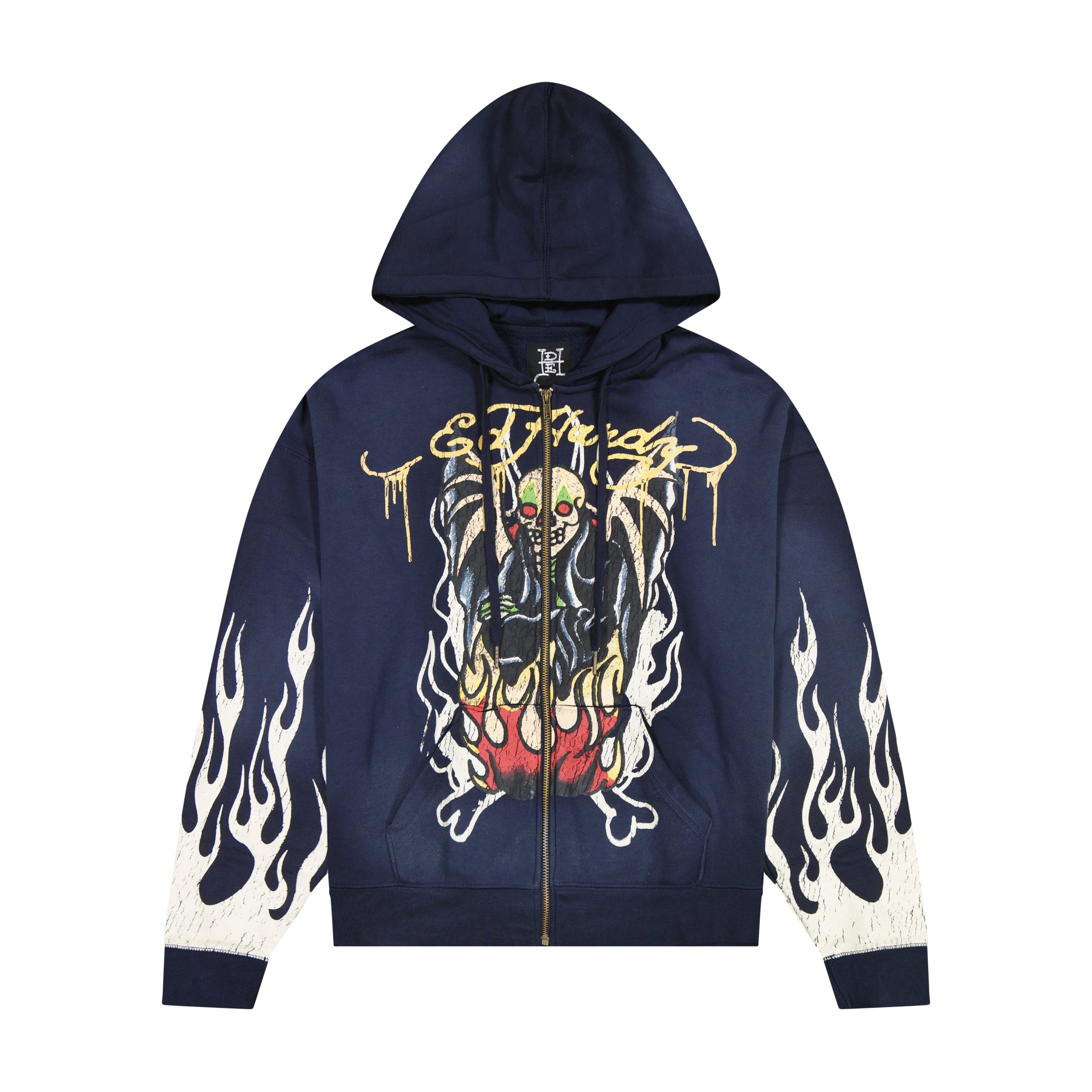Fire Lord Boxy Zip Hoodie - Sunfade Navy