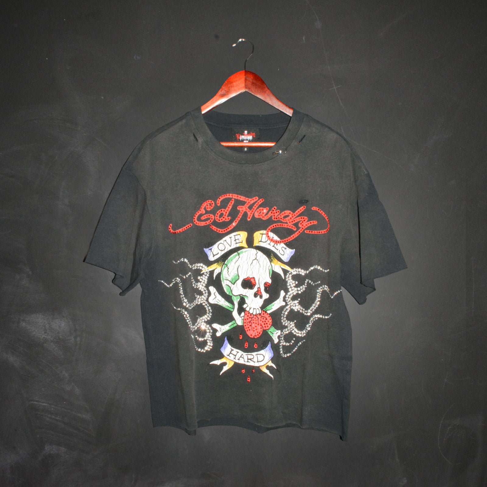 SKULL FLAME CROPPED MENS BOXY TEE