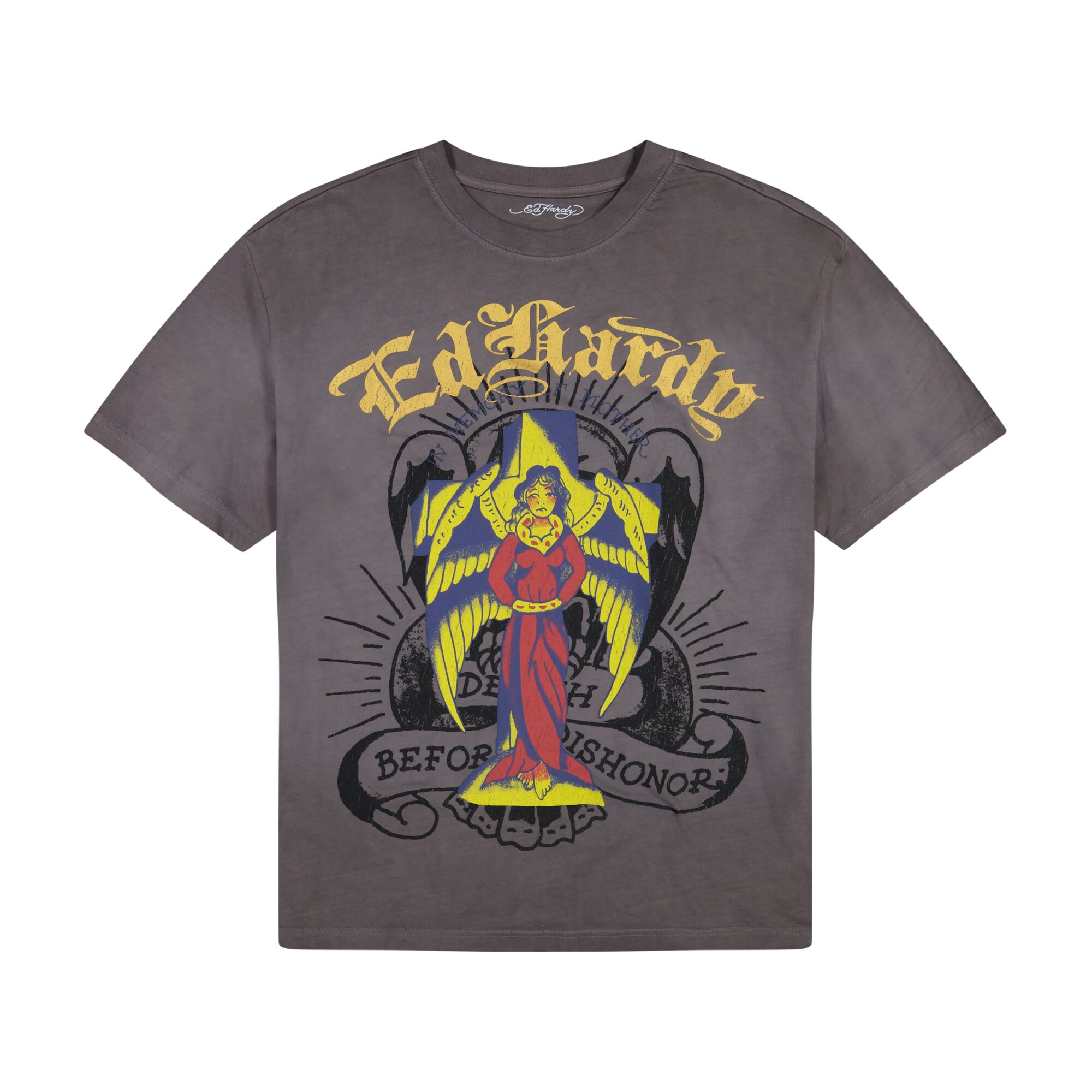 WING SKULL BOXY TEE - SUNFADE GREY