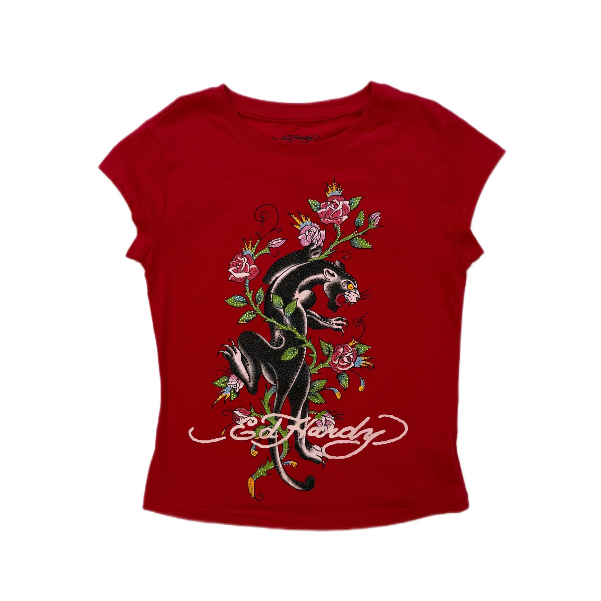 PANTHER RHINESTONE CAP SLEEVE TEE
