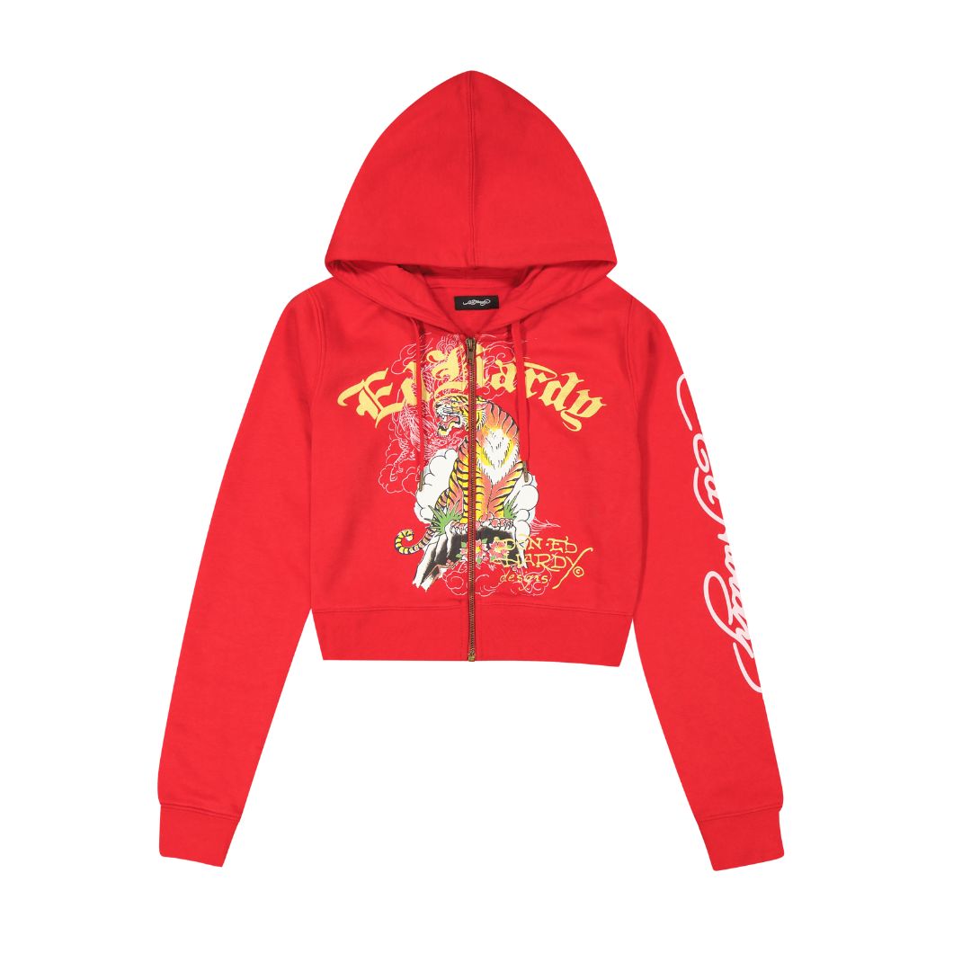 TIGER MOUNTAIN ZIP FRONT CROPPED HOODIE