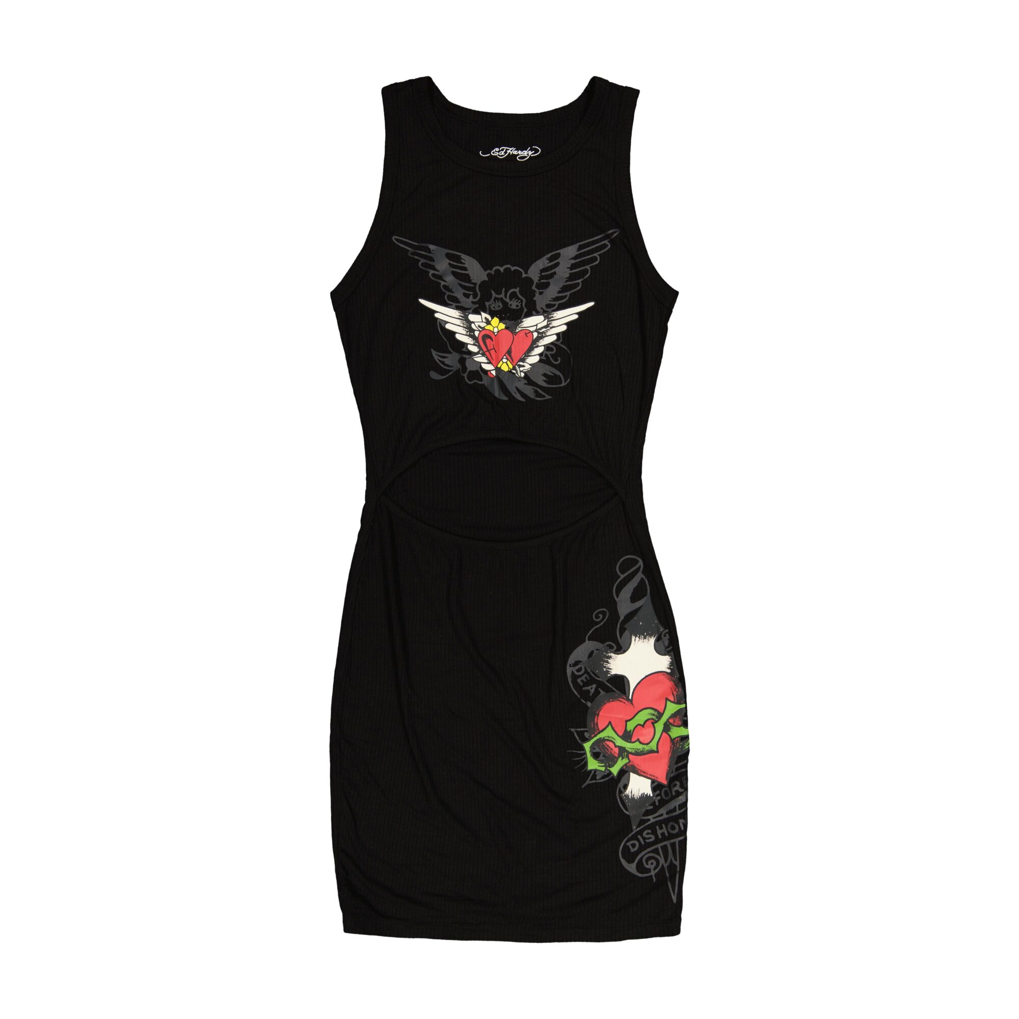 HEART WINGS CUT OUT RIB TANK DRESS