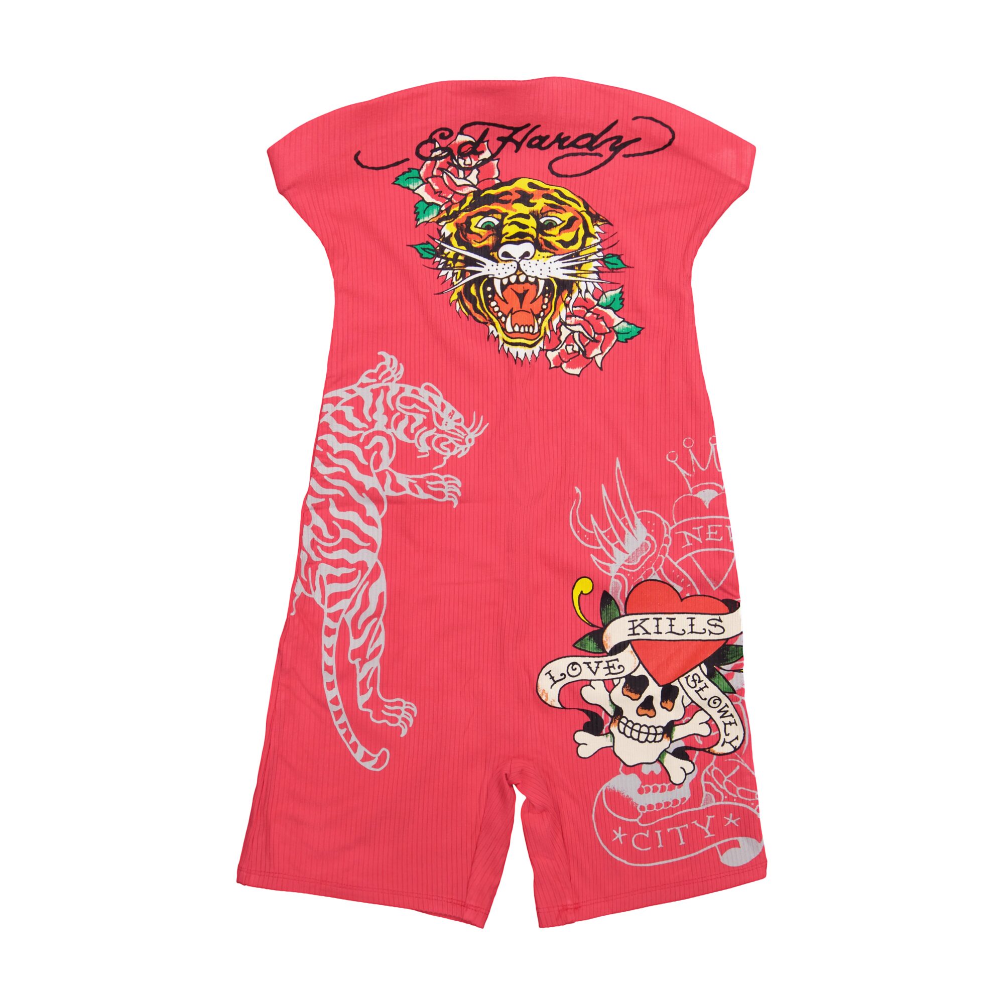 TIGER SKULL RIBBED TUBE ROMPER