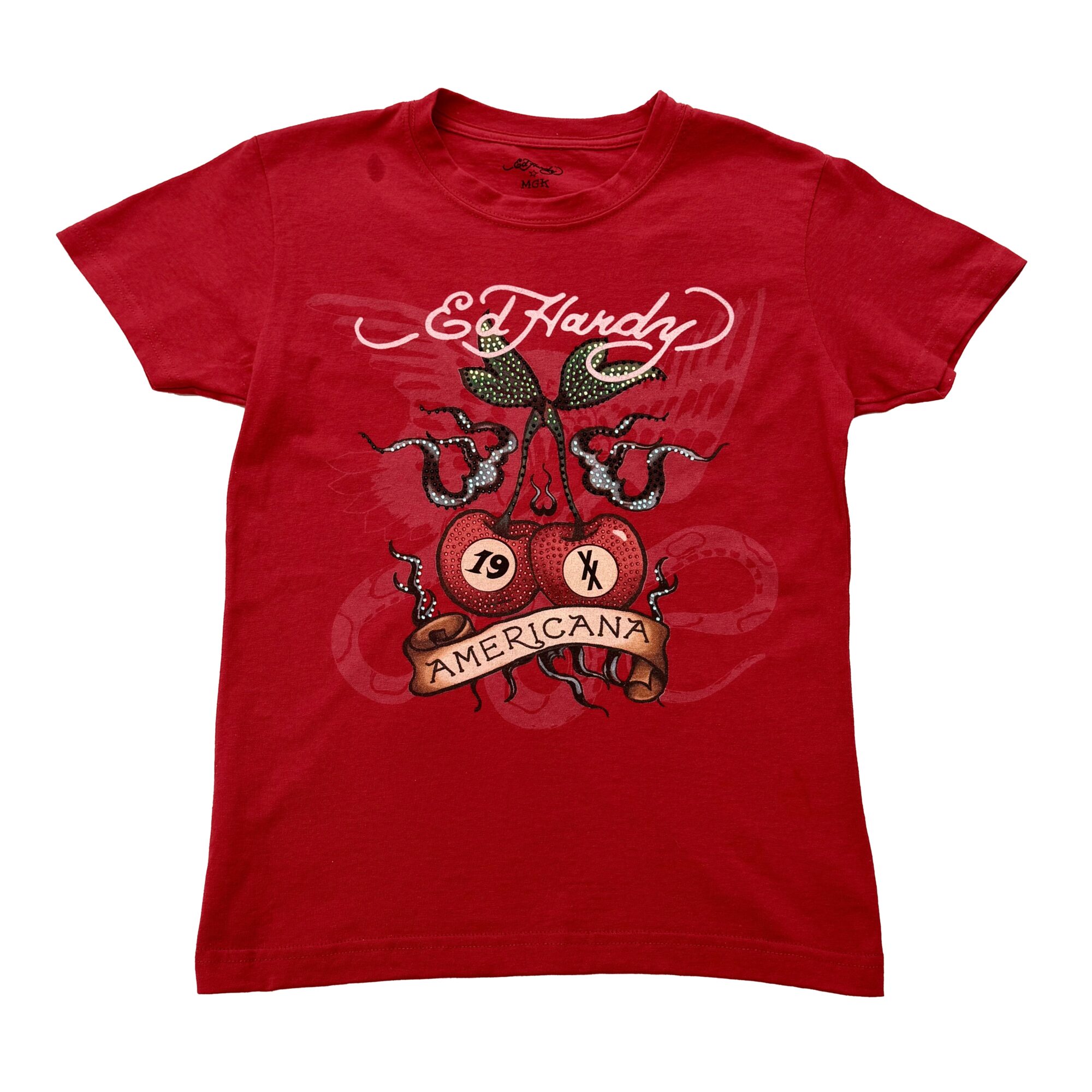 CHERRIES RHINESTONE CAP SLEEVE TEE