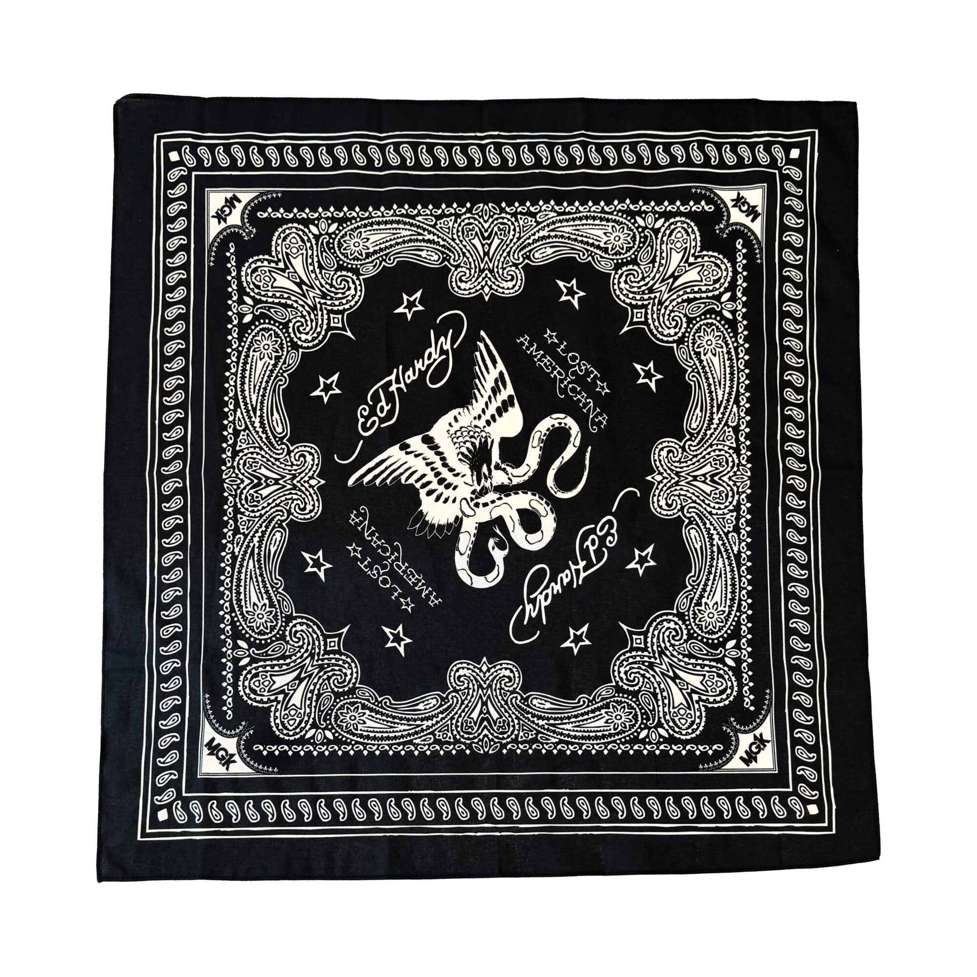 EAGLE SNAKE COTTON BANDANA - BLACK