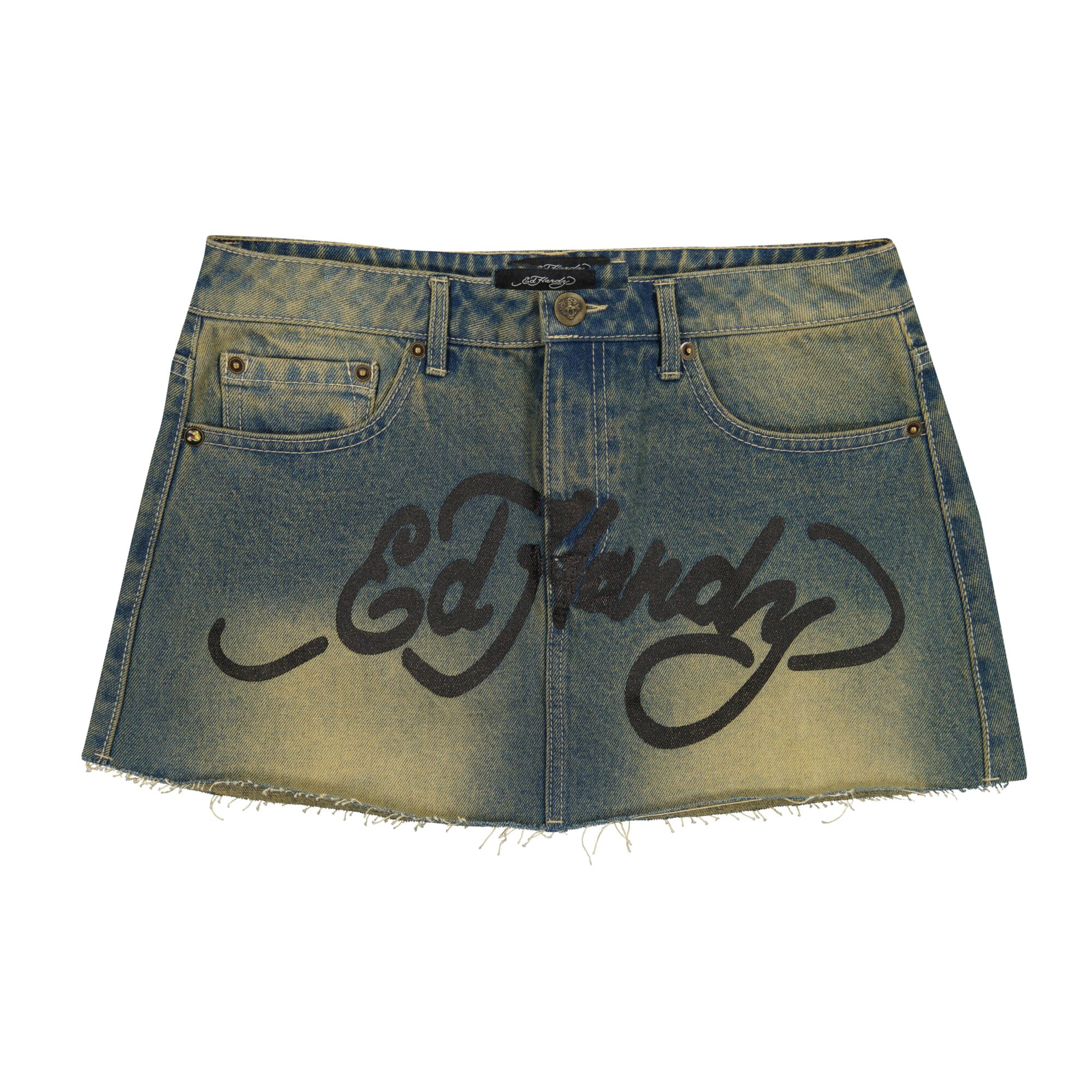 SNAKE HEARTS DENIM SKIRT