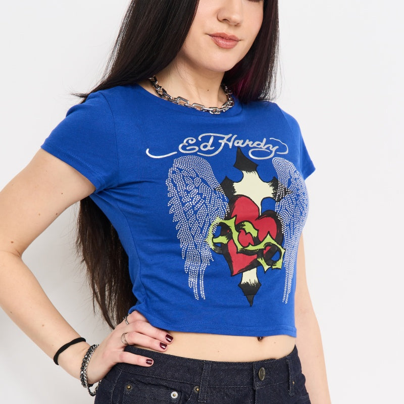 SACRED HEART WINGS RHINESTONE BABY TEE